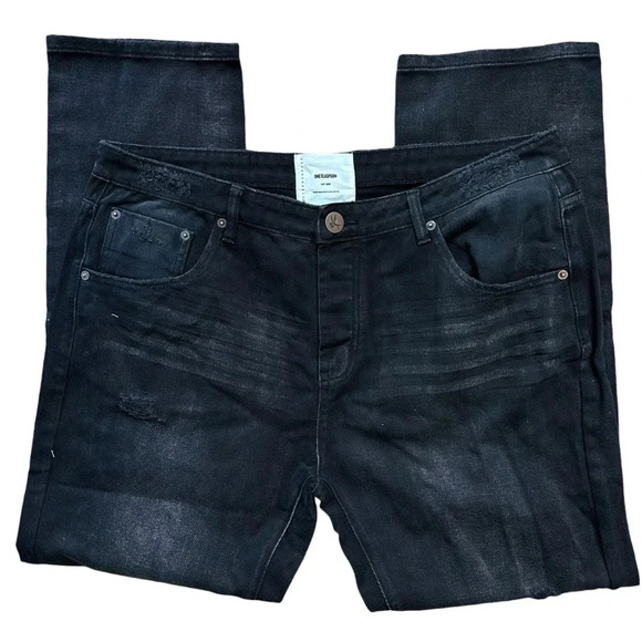 One Teaspoon NWT Messed Trucker Mid Waist Straight Leg Jeans Size 18 - Picture 4 of 10